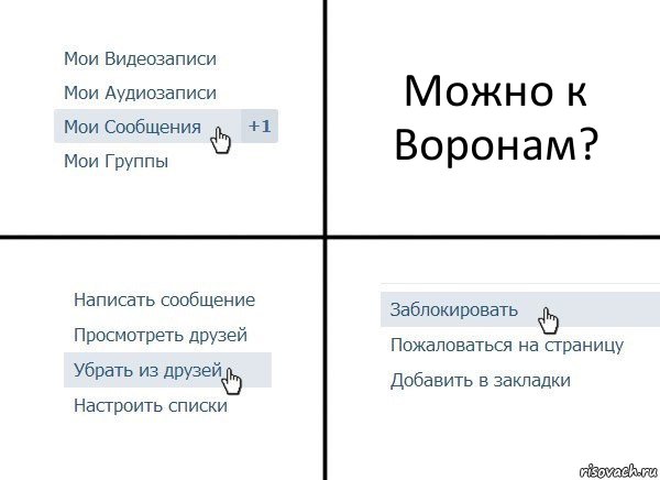 Можно к Воронам?, Комикс  Удалить из друзей