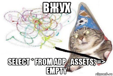 вжух select * from adp_assets; => empty, Мем Вжух мем