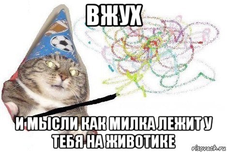 вжух и мысли как милка лежит у тебя на животике, Мем Вжух