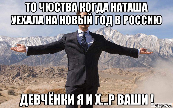 то чюства когда наташа уехала на новый год в россию девчёнки я и х...р ваши !, Мем железный человек