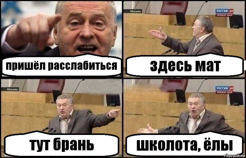 пришёл расслабиться здесь мат тут брань школота, ёлы, Комикс Жириновский