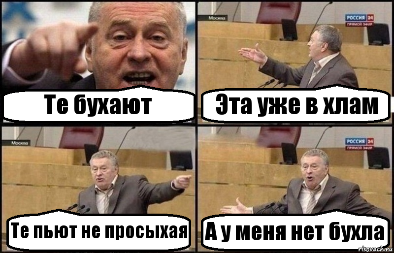 Те бухают Эта уже в хлам Те пьют не просыхая А у меня нет бухла, Комикс Жириновский