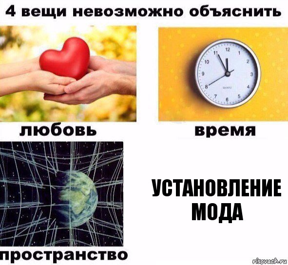 установление мода, Комикс  4 вещи невозможно объяснить