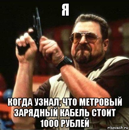 я когда узнал, что метровый зарядный кабель стоит 1000 рублей, Мем Большой Лебовски