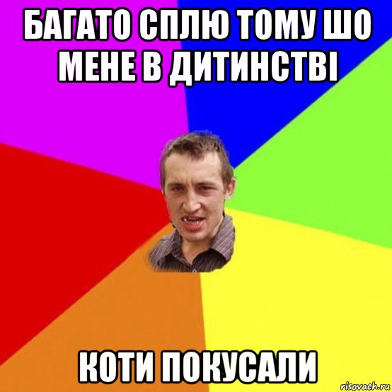 багато сплю тому шо мене в дитинстві коти покусали