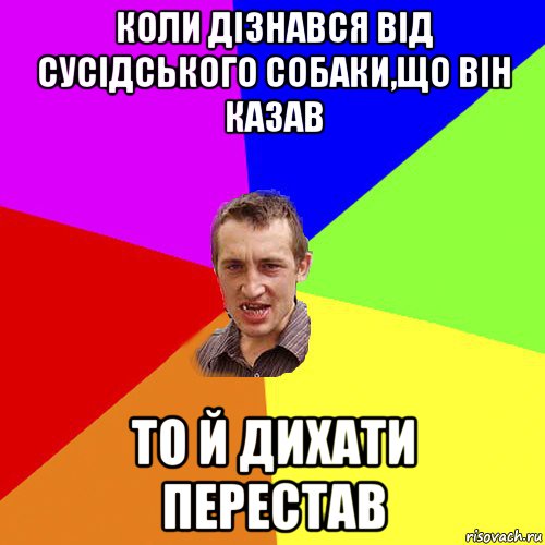 коли дізнався від сусідського собаки,що він казав то й дихати перестав, Мем Чоткий паца