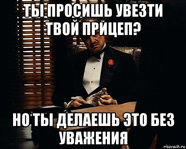 ты просишь увезти твой прицеп? но ты делаешь это без уважения, Мем Дон Вито Корлеоне