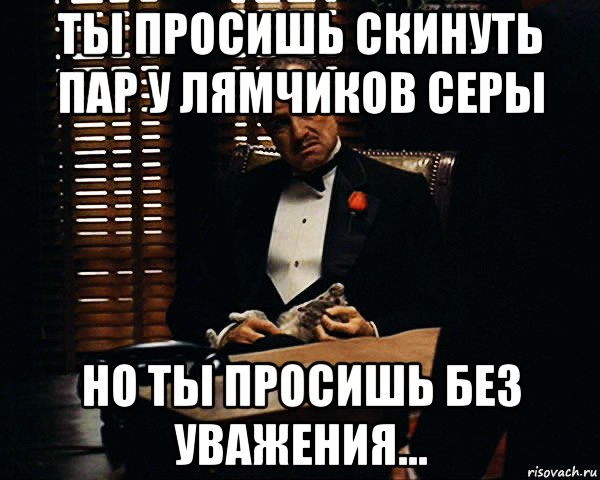 ты просишь скинуть пар у лямчиков серы но ты просишь без уважения..., Мем Дон Вито Корлеоне