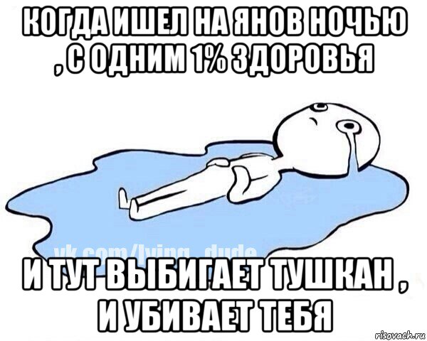 когда ишел на янов ночью , с одним 1% здоровья и тут выбигает тушкан , и убивает тебя, Мем Этот момент когда