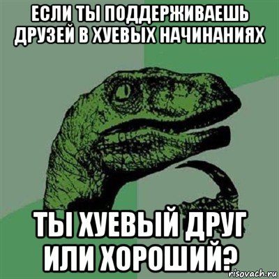 если ты поддерживаешь друзей в хуевых начинаниях ты хуевый друг или хороший?, Мем Филосораптор