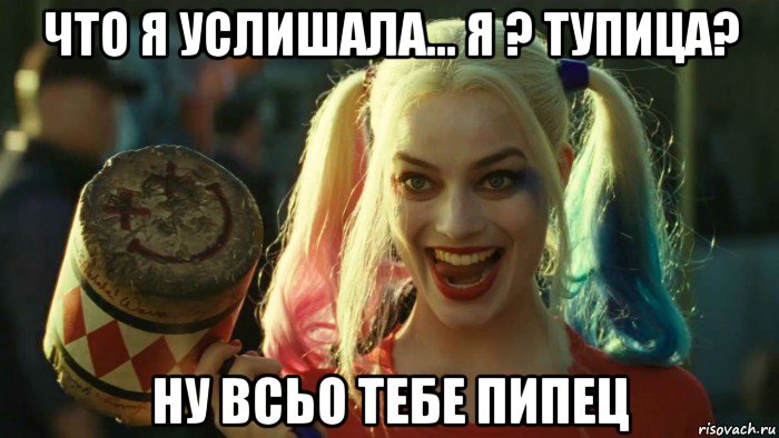 что я услишала... я ? тупица? ну всьо тебе пипец, Мем    Harley quinn