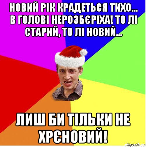 новий рік крадеться тихо... в голові нерозбєріха! то лі старий, то лі новий... лиш би тільки не хрєновий!