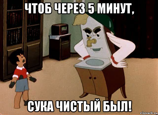 чтоб через 5 минут, сука чистый был!, Мем Мойдодыр