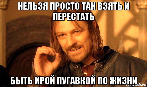 нельзя просто так взять и перестать быть ирой пугавкой по жизни, Мем Нельзя просто так взять и (Боромир мем)