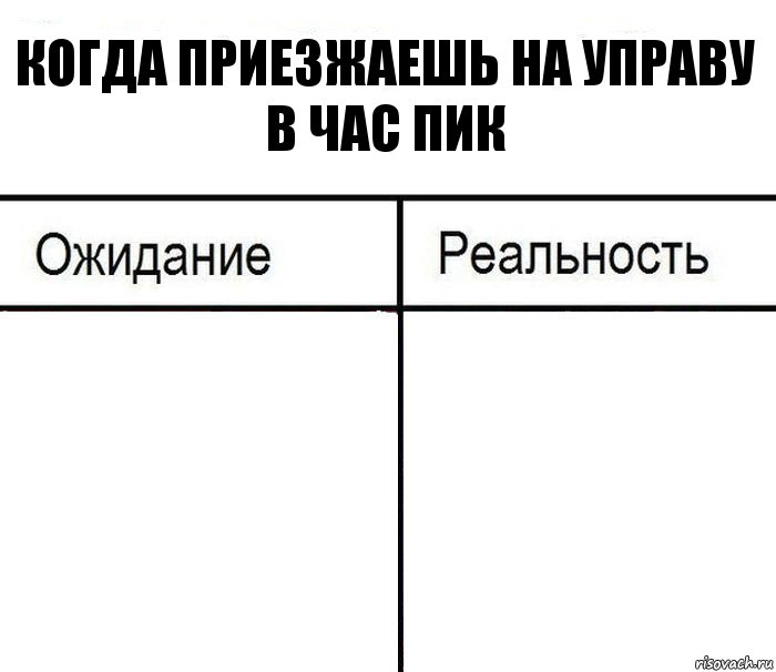 когда приезжаешь на управу в час пик  , Комикс  Ожидание - реальность