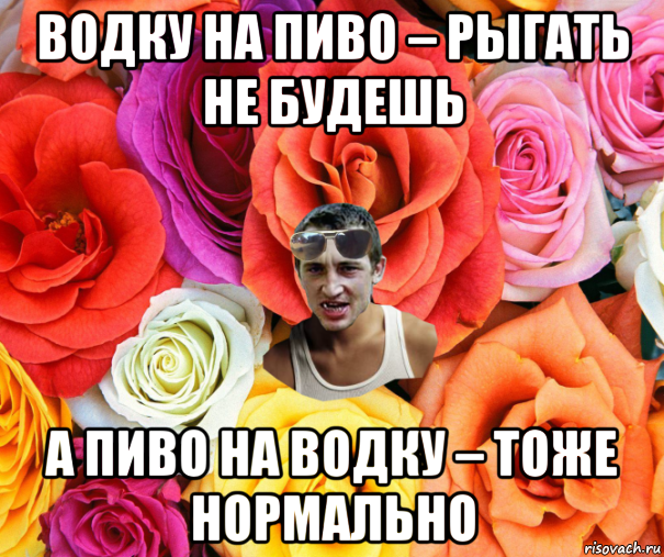 водку на пиво – рыгать не будешь а пиво на водку – тоже нормально, Мем  пацанчо