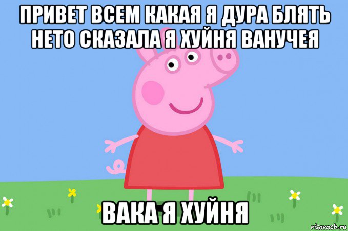 привет всем какая я дура блять нето сказала я хуйня ванучея вака я хуйня, Мем Пеппа