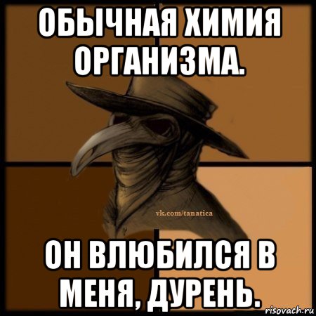 обычная химия организма. он влюбился в меня, дурень., Мем Plague doctor