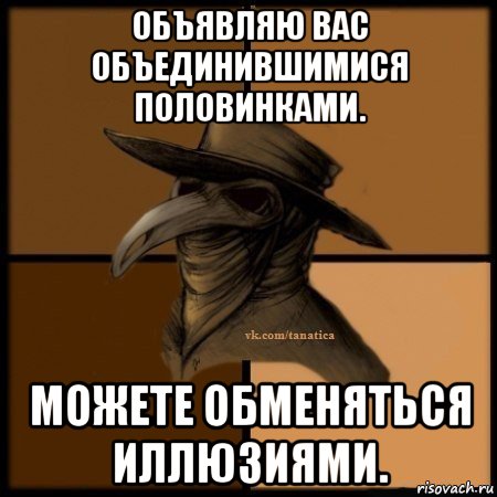 объявляю вас объединившимися половинками. можете обменяться иллюзиями., Мем Plague doctor