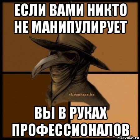 если вами никто не манипулирует вы в руках профессионалов, Мем Plague doctor