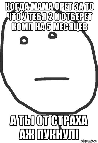 когда мама орет за то что у тебя 2 и отберет комп на 5 месяцев а ты от страха аж пукнул!, Мем покер фейс