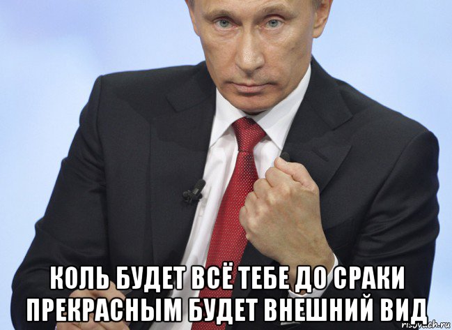  коль будет всё тебе до сраки прекрасным будет внешний вид, Мем Путин показывает кулак