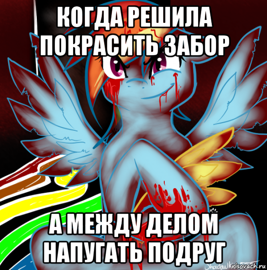 когда решила покрасить забор а между делом напугать подруг, Мем RAINBOW FACTORY DASH