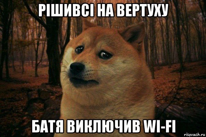 рішивсі на вертуху батя виключив wi-fi, Мем SAD DOGE