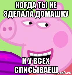 когда ты не зделала домашку и у всех списываеш