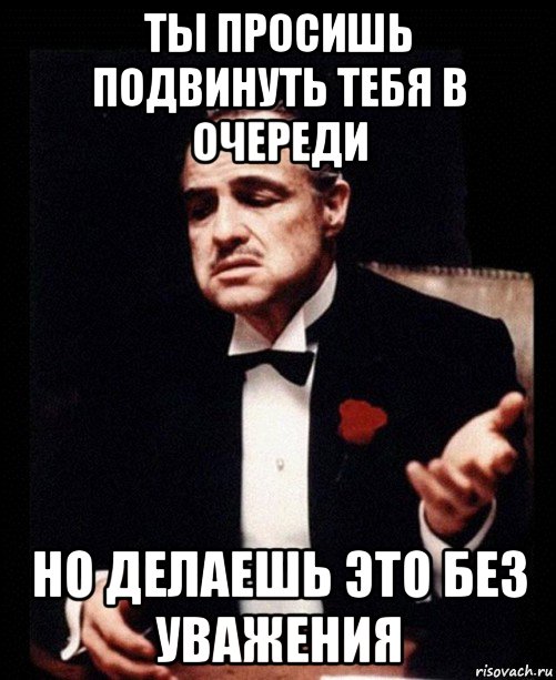 ты просишь подвинуть тебя в очереди но делаешь это без уважения, Мем ты делаешь это без уважения