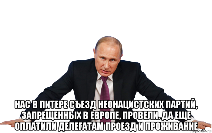  нас в питере съезд неонацистских партий, запрещенных в европе, провели. да еще оплатили делегатам проезд и проживание