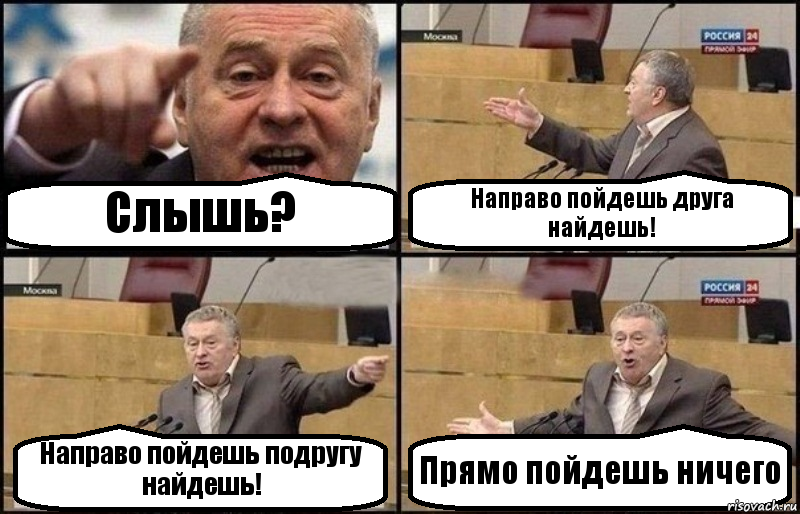 Слышь? Направо пойдешь друга найдешь! Направо пойдешь подругу найдешь! Прямо пойдешь ничего, Комикс Жириновский