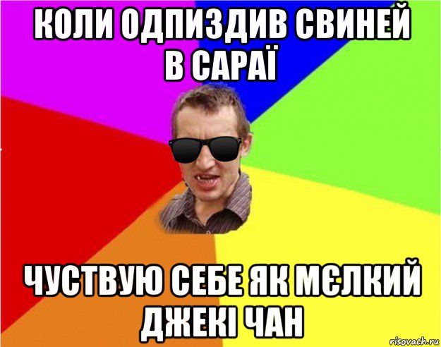 коли одпиздив свиней в сараї чуствую себе як мєлкий джекі чан