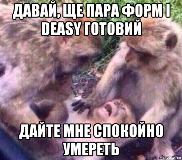 давай, ще пара форм і deasy готовий дайте мне спокойно умереть, Мем Дайте мне спокойно умереть