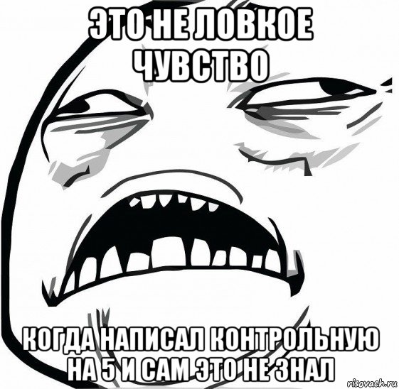 это не ловкое чувство когда написал контрольную на 5 и сам это не знал, Мем  Это неловкое чувство