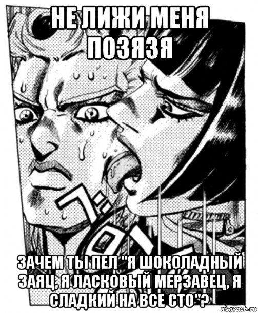 не лижи меня позязя зачем ты пел "я шоколадный заяц, я ласковый мерзавец, я сладкий на все сто"?