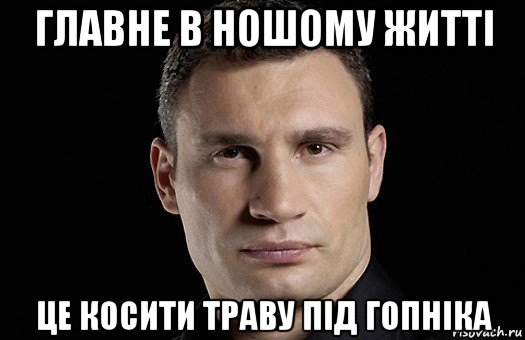 главне в ношому житті це косити траву під гопніка, Мем Кличко