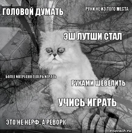 головой думать руками шевелить эш лутши стал это не нерф, а реворк более интресно теперь играть руки не из того места учись играть   , Комикс  кот безысходность