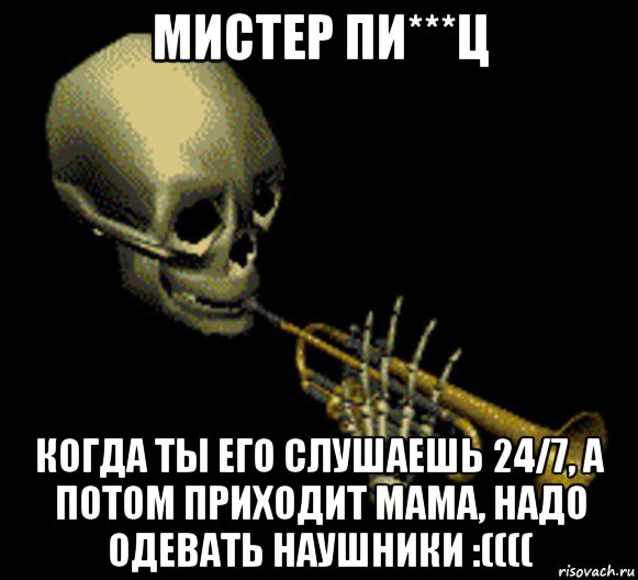 мистер пи***ц когда ты его слушаешь 24/7, а потом приходит мама, надо одевать наушники :((((, Мем Мистер дудец