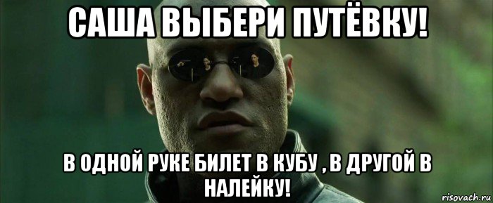 саша выбери путёвку! в одной руке билет в кубу , в другой в налейку!