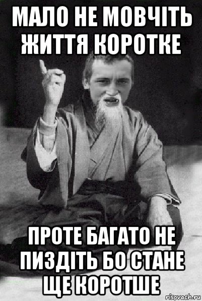 мало не мовчіть життя коротке проте багато не пиздіть бо стане ще коротше, Мем Мудрий паца