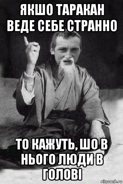 якшо таракан веде себе странно то кажуть, шо в нього люди в голові, Мем Мудрий паца