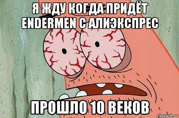 я жду когда придёт endermen c алиэкспрес прошло 10 веков, Мем  Патрик в ужасе