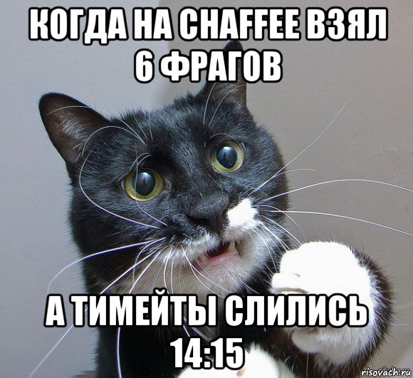когда на chaffee взял 6 фрагов а тимейты слились 14:15