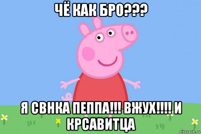 чё как бро??? я свнка пеппа!!! вжух!!!! и крсавитца, Мем Пеппа