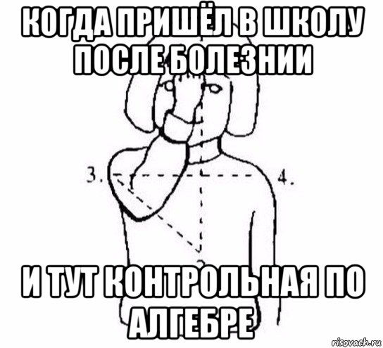 когда пришёл в школу после болезнии и тут контрольная по алгебре, Мем  Перекреститься