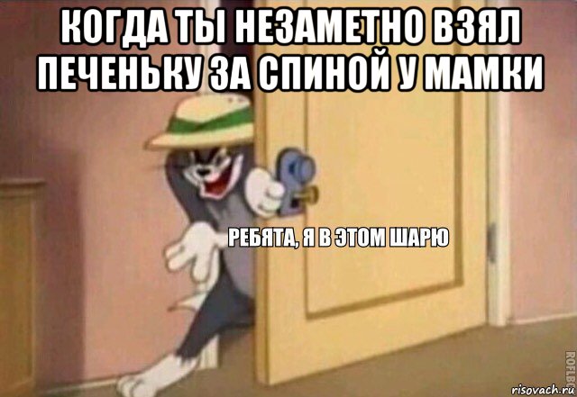 когда ты незаметно взял печеньку за спиной у мамки , Мем    Ребята я в этом шарю