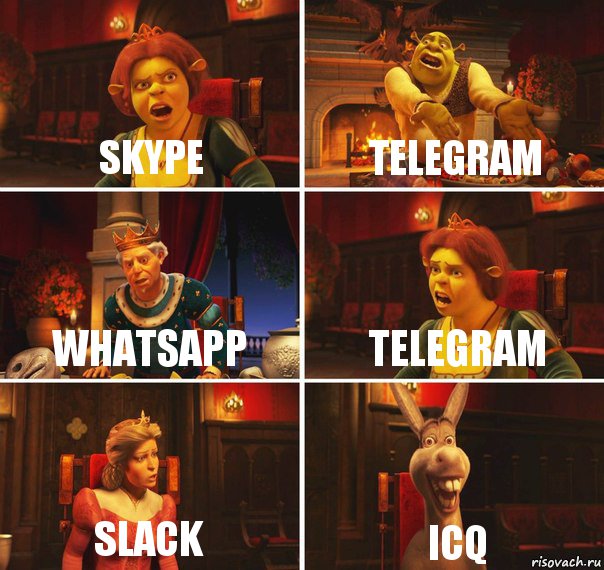 Skype Telegram Whatsapp Telegram Slack ICQ, Комикс  Шрек Фиона Гарольд Осел