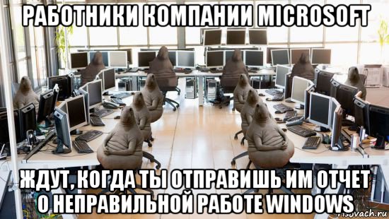 работники компании microsoft ждут, когда ты отправишь им отчет о неправильной работе windows