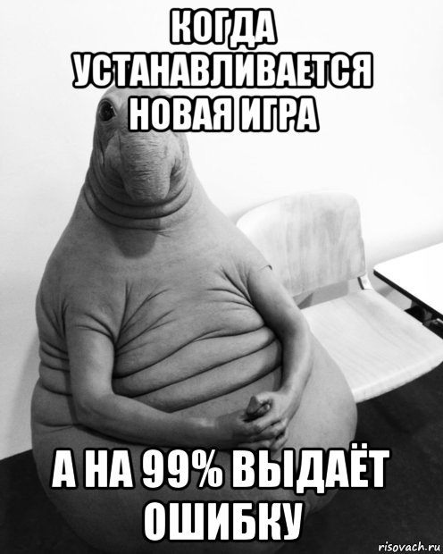 когда устанавливается новая игра а на 99% выдаёт ошибку, Мем  Ждун